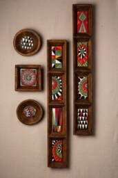 Ceramic Wall Art Set Of 5 - Handmade Framed Tiles Made To Order Stairway