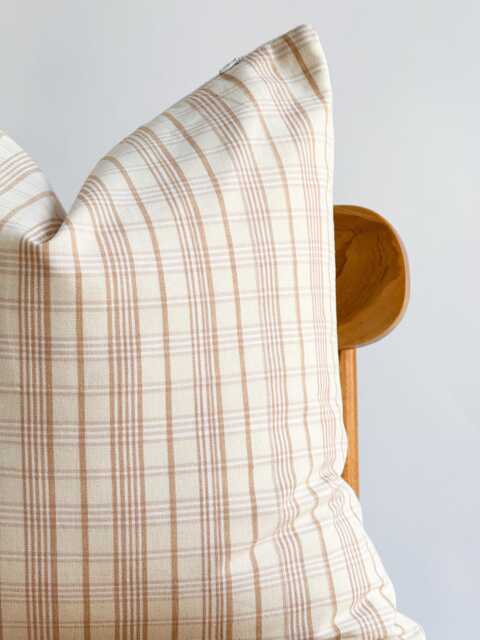 Plaid Pillow Cover Neutral Farmhouse Linen Hemp Blend - image 1