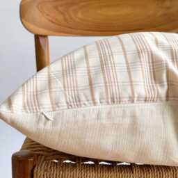 Plaid Pillow Cover Neutral Farmhouse Linen Hemp Blend - thumbnail 3