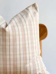 Plaid Pillow Cover Neutral Farmhouse Linen Hemp Blend - thumbnail 1
