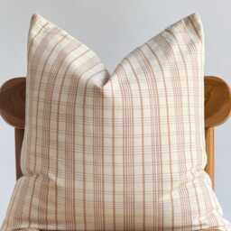 Plaid Pillow Cover Neutral Farmhouse Linen Hemp Blend - thumbnail 2