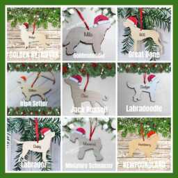 Personalised Cockapoo Christmas Ornament Hand-Painted Santa Hat, Laser Engraved - thumbnail 4