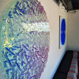 Iridescent Blue Moon Artwork Round Acrylic Wall Hanging - thumbnail 2