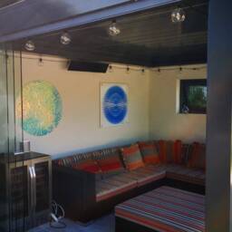 Iridescent Blue Moon Artwork Round Acrylic Wall Hanging - thumbnail 3