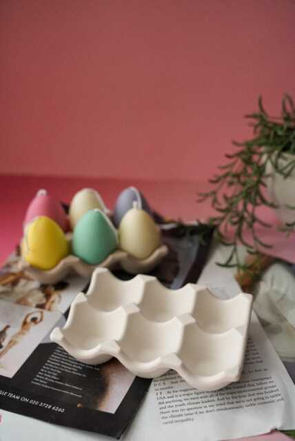 Handmade Concrete Egg Candle Holder Nordic Jewelry Tray - image 1