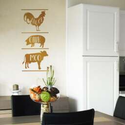 Farmhouse Kitchen Vinyl Wall Decal - Chicken, Pig, Cow Silhouettes - thumbnail 2
