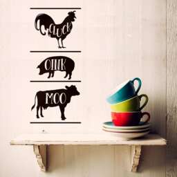 Farmhouse Kitchen Vinyl Wall Decal - Chicken, Pig, Cow Silhouettes - thumbnail 1