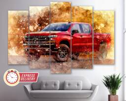 Chevrolet Silverado Truck Canvas Print, Off Road Wall Art, Poster, Pickup - thumbnail 1