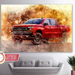 Chevrolet Silverado Truck Canvas Print, Off Road Wall Art, Poster, Pickup - thumbnail 3