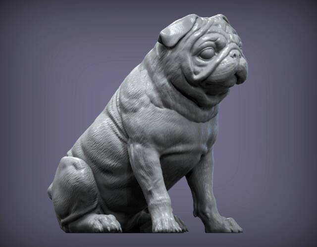 3D Printed Pug Figurine Elegant Dog Lover Gift, Home Decor - image 1