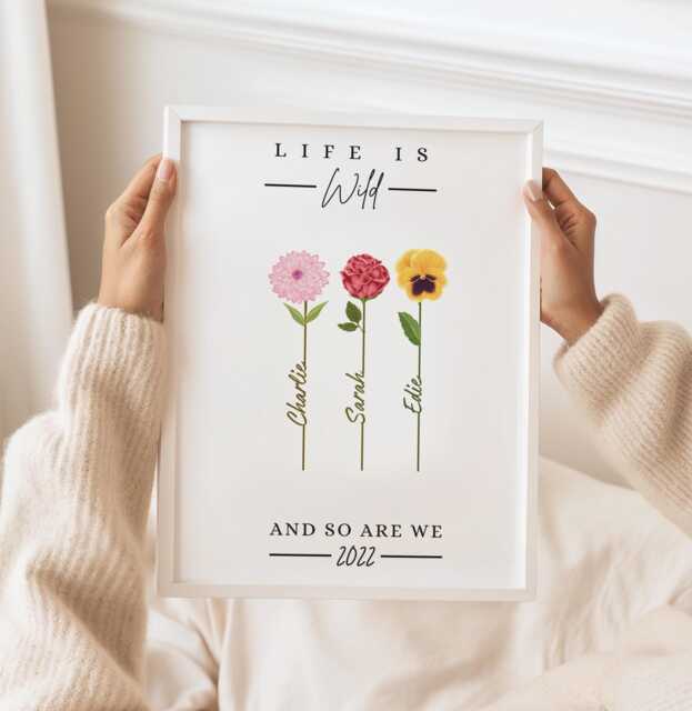 Custom Family Wildflower Print Personalised Floral Gift For Mother's Day - image 1