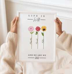 Custom Family Wildflower Print Personalised Floral Gift For Mother's Day - thumbnail 1