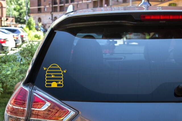 Honey Beehive Vinyl Decal Sticker, Save The Bees Car/Wall Decor - image 1