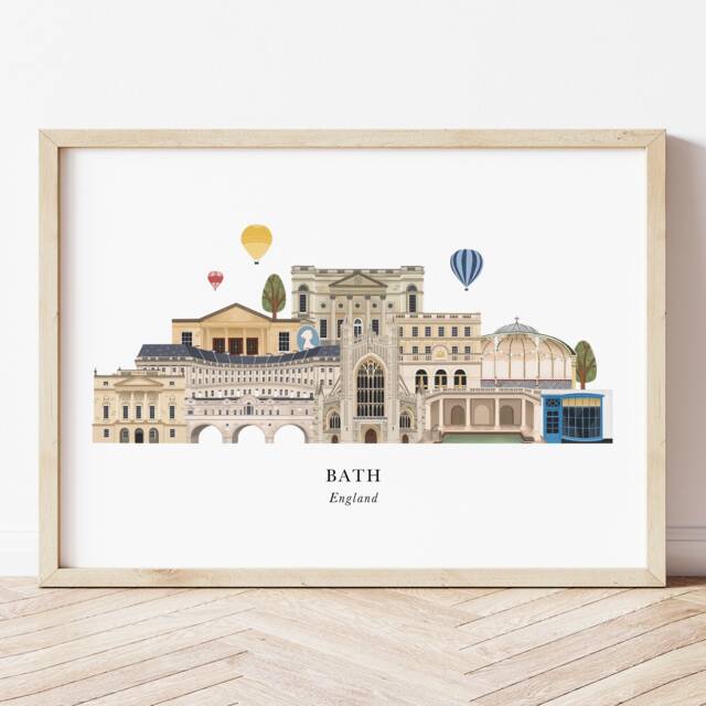 Bath Skyline Print, Cityscape, Wall Art, Gift, Illustration, Poster, Travel, Art Print - image 1