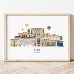 Bath Skyline Print, Cityscape, Wall Art, Gift, Illustration, Poster, Travel, Art Print - thumbnail 1