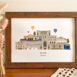 Bath Skyline Print, Cityscape, Wall Art, Gift, Illustration, Poster, Travel, Art Print - thumbnail 2