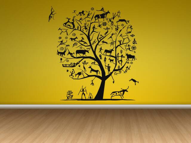 African Animals Wall Decal Tribal Tree Vinyl Interior Art T1362 - image 1
