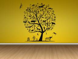 African Animals Wall Decal Tribal Tree Vinyl Interior Art T1362 - thumbnail 1