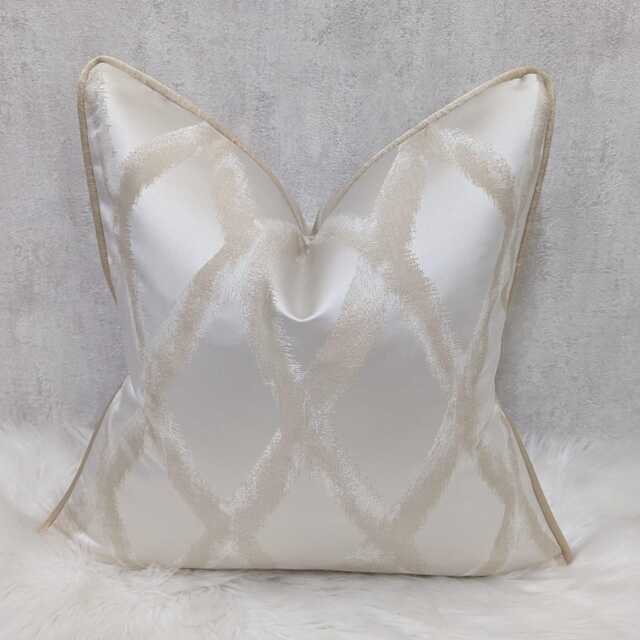 Ivory Champagne Gold Cushion Cover New Home Style Diamond Design Fabric Luxury Designer Handmade Pillow Sham Throw - image 1