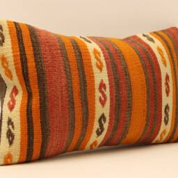 Pillow Covers Any Size Home Decor, Istanbul Decorative Cover, Designer Sofa 12x20 Coral Kilim Pillow, Lumbar Pillow 4Oef-405 - thumbnail 2