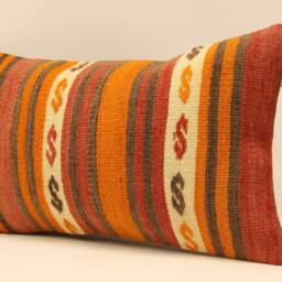 Pillow Covers Any Size Home Decor, Istanbul Decorative Cover, Designer Sofa 12x20 Coral Kilim Pillow, Lumbar Pillow 4Oef-405 - thumbnail 3