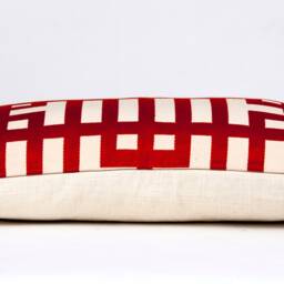 Geometric Lumbar Pillow Cover, Kravet Couture Red Orange Fabric - thumbnail 3