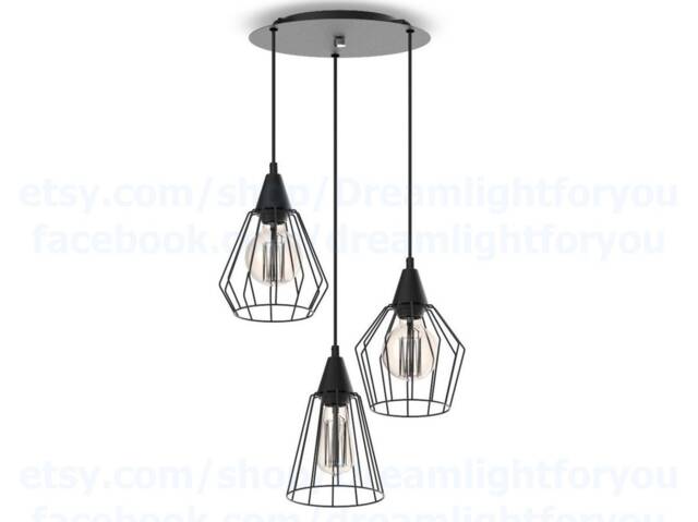 3 Cages Industrial Pendant Light Cluster Chandelier Cage Light Lantern Modern Lighting Kitchen - image 1