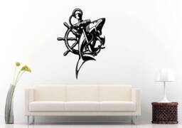 Anchor Shark Wheel Boat Ship Nautical Predator Fish Sea Ocean Wall Sticker Decal Vinyl Mural Decor Art L2334 - thumbnail 1
