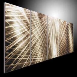 Abstract Metal Wall Art Sculpture, Modern 3D Silver Aluminum Painting - thumbnail 1