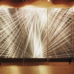 Abstract Metal Wall Art Sculpture, Modern 3D Silver Aluminum Painting - thumbnail 2