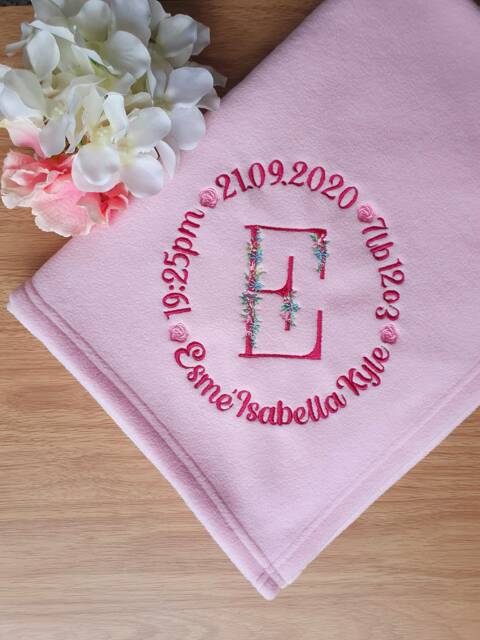 Personalised Embroidered Baby Blanket, Monogrammed New Gift, Custom Blanket, Newborn Christening Keepsake - image 1