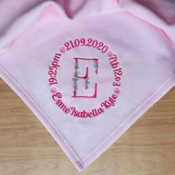 Personalised Embroidered Baby Blanket, Monogrammed New Gift, Custom Blanket, Newborn Christening Keepsake - thumbnail 2