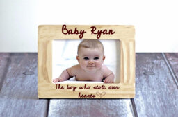 Personalized Baby Picture Frame Engraved Pine Wood, New Mom Gift