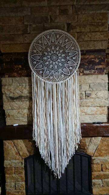 Dream Catcher Wall Hanging - Crochet Mandala Wall Art Decor Home Nursery Baby Shower Gift Girl Boho - image 1