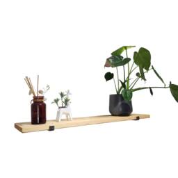 Industrial Rustic Wall Shelf - Slim Pine & Metal J Brackets Handmade Shelving Living Room Decor UK Made Free Delivery - thumbnail 3