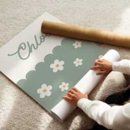 Green Daisy Floral Personalised Name Print For Girls Bedroom Or Playroom, Wall Decor - thumbnail 3
