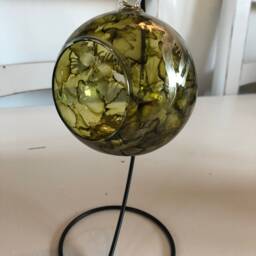 Hand Painted Tea Light Candle Holder. Green Home Decor, Ideal For Christmas & Birthday Gift Ideas - thumbnail 4