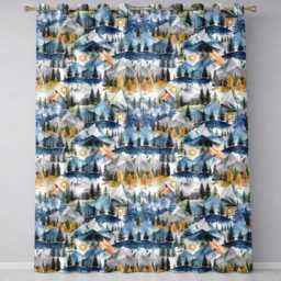 Watercolor Mountain Landscape Pine Trees Seamless Pattern White Background Readymade Eyelet Ring Top Thermal 100% Blackout Curtains - thumbnail 2