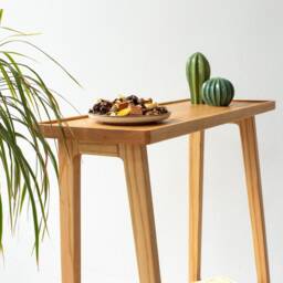 Modern Oak Entryway Console Table With Storage Shelf - thumbnail 2