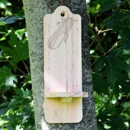 Corn Cob Squirrel Feeder - Handcrafted From Red Cedar Engraved Ear Of Nature & Garden Decor - thumbnail 2