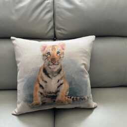 Animal Print Cotton Linen Cushion Cover 18 Inch Sofa Pillow - thumbnail 2
