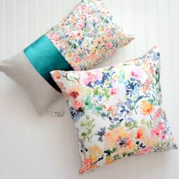 Bloom Time, Watercolor Floral Pillow Cover, Designer Fabric 18x18, 20x20, 22x22, 24x24, 14x20, 12x21, 12x26 - thumbnail 3