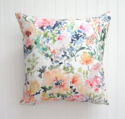 Bloom Time, Watercolor Floral Pillow Cover, Designer Fabric 18x18, 20x20, 22x22, 24x24, 14x20, 12x21, 12x26 - thumbnail 1