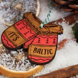 It's Baltic Wooden Christmas Ornament Mittens Bauble Its Gift Winter Cute Rustic Precious Norn Ireland Slang Present Laser Wood Burned - thumbnail 2