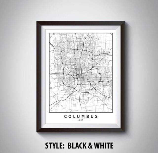 Columbus Ohio Map Art Print Modern Road & Waterway Design - image 1