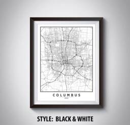 Columbus Ohio Map Art Print Modern Road & Waterway Design - thumbnail 1