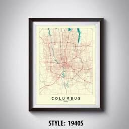 Columbus Ohio Map Art Print Modern Road & Waterway Design - thumbnail 2