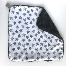 star Cuddle Blanket, Boy Minky Blankie, Lovey, Baby Gray & White New Gift, Modern Nursery - thumbnail 2