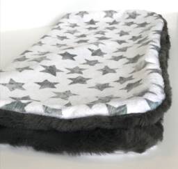 star Cuddle Blanket, Boy Minky Blankie, Lovey, Baby Gray & White New Gift, Modern Nursery - thumbnail 1