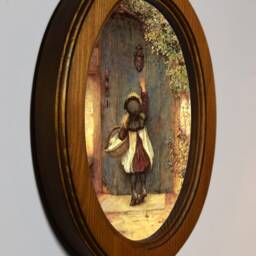 Oval Wooden Framed Classic Picture, Arthur Hopkins, The Visitor. Light Oak - thumbnail 2